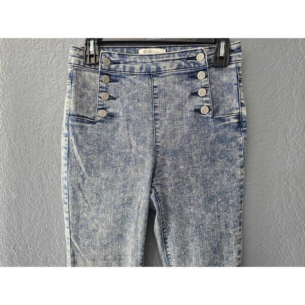 Cello Denim Jeans Pants Acid Wash High Waist Skinny Size 7 Jr Buttons Closer - Picture 12 of 16